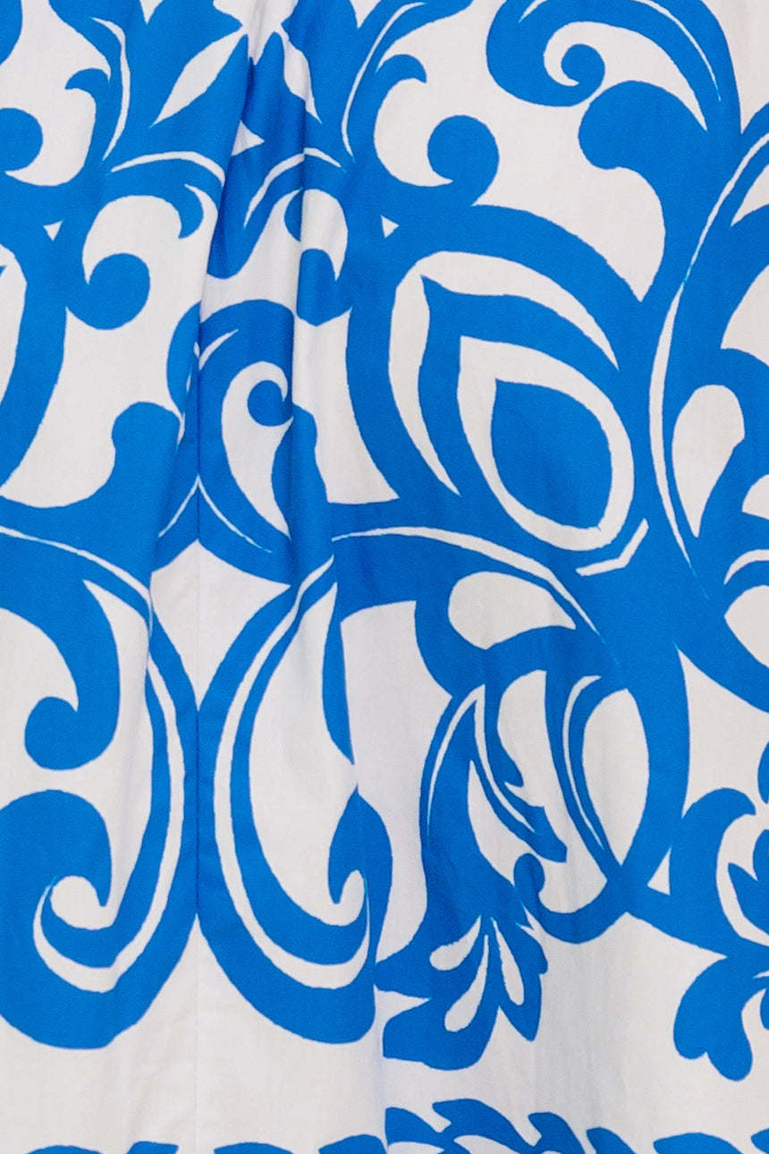 BLOOM SERENADE BLUE WOVEN MIDI DRESS Flying Tomato