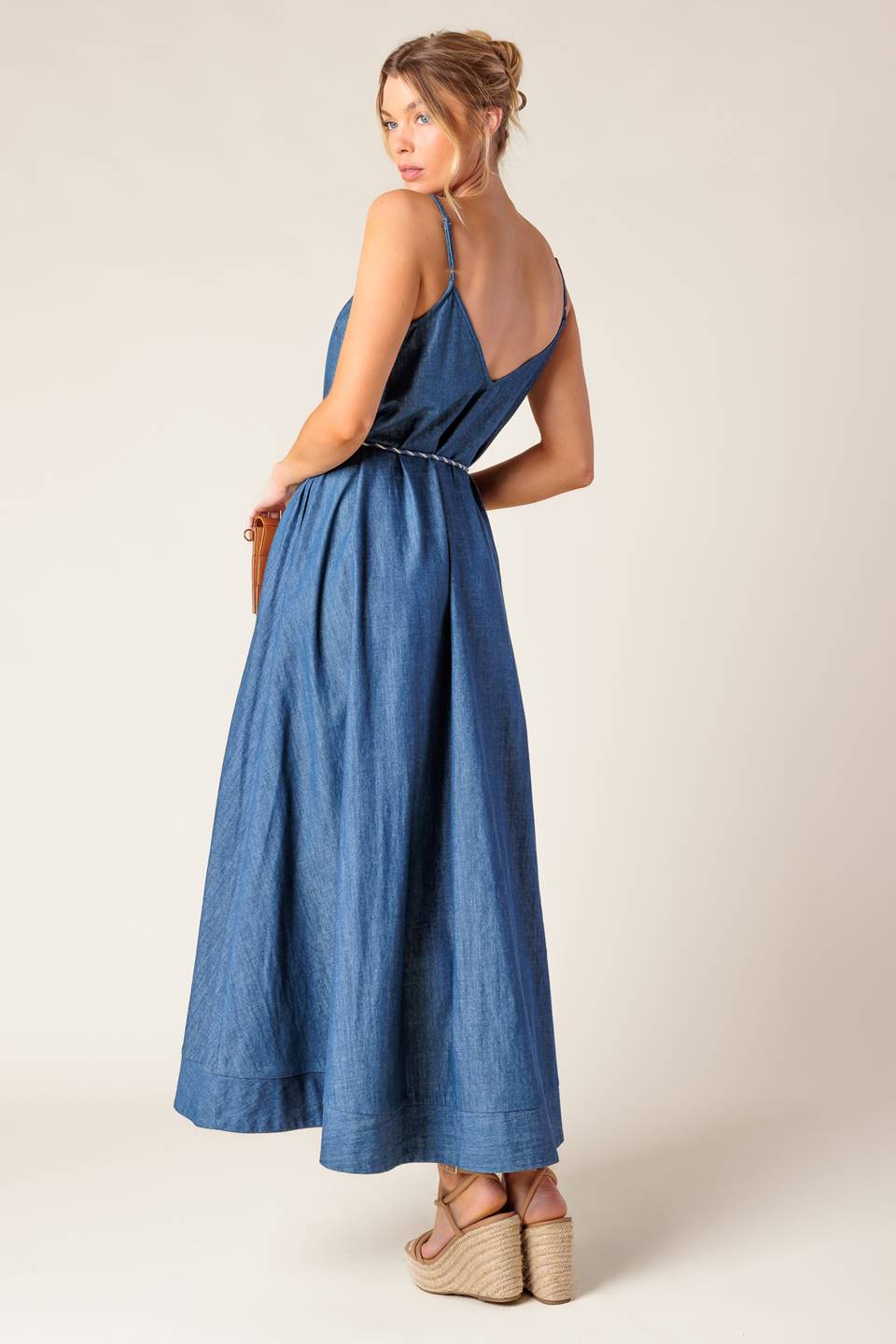 HEARTFELT MOMENT DENIM MIDI DRESS Flying Tomato