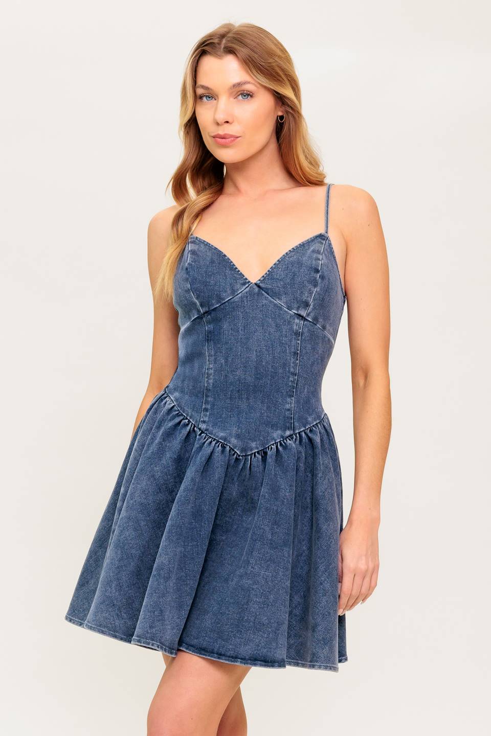 FOREVER FREE DENIM MINI DRESS Flying Tomato