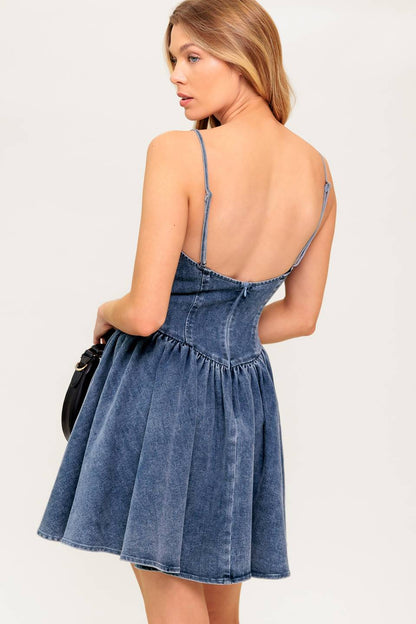 FOREVER FREE DENIM MINI DRESS