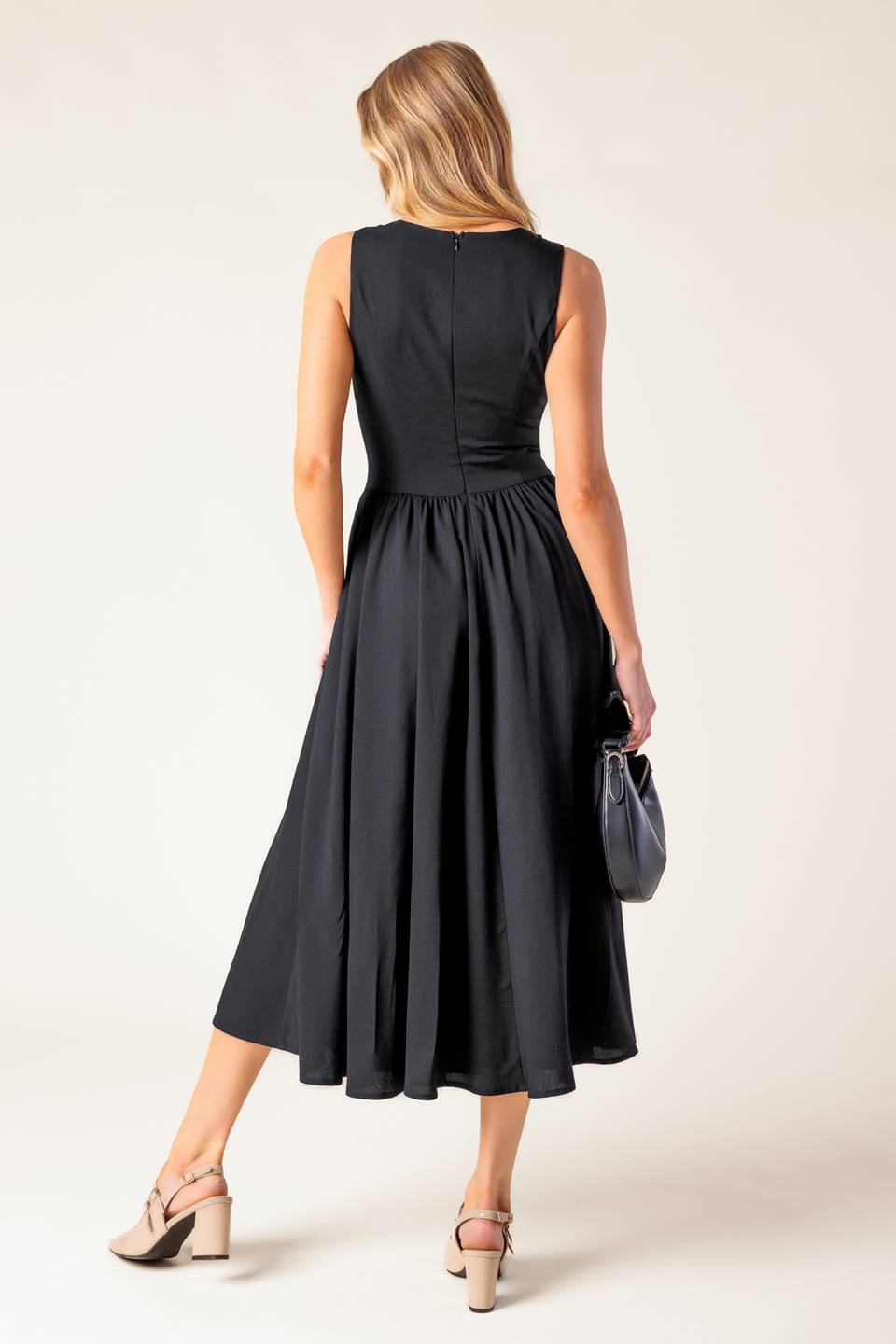 FOR THE RECORD BLACK WOVEN MIDI DRESS Flying Tomato