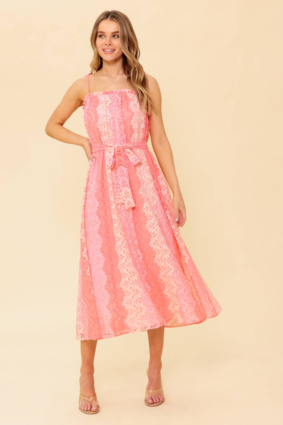 TAILOR MADE FOR YOU WOVEN LACE MIDI DRESS Flying Tomato