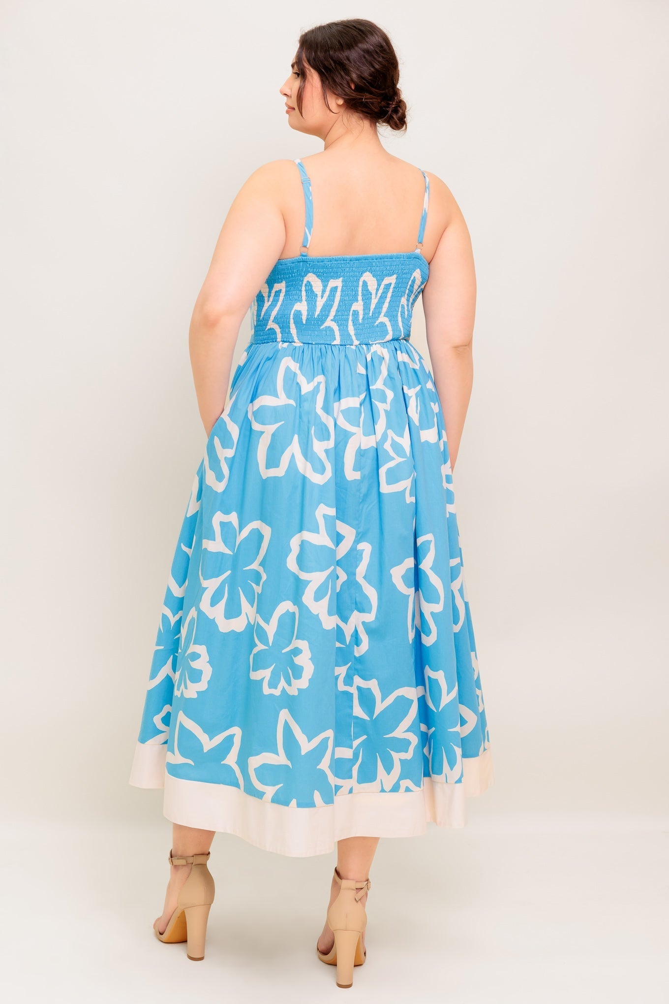 SERENE PETALS BLUE WOVEN MIDI DRESS Flying Tomato