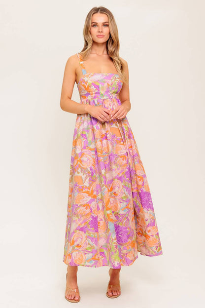 BREEZE SONG PINK WOVEN MIDI DRESS