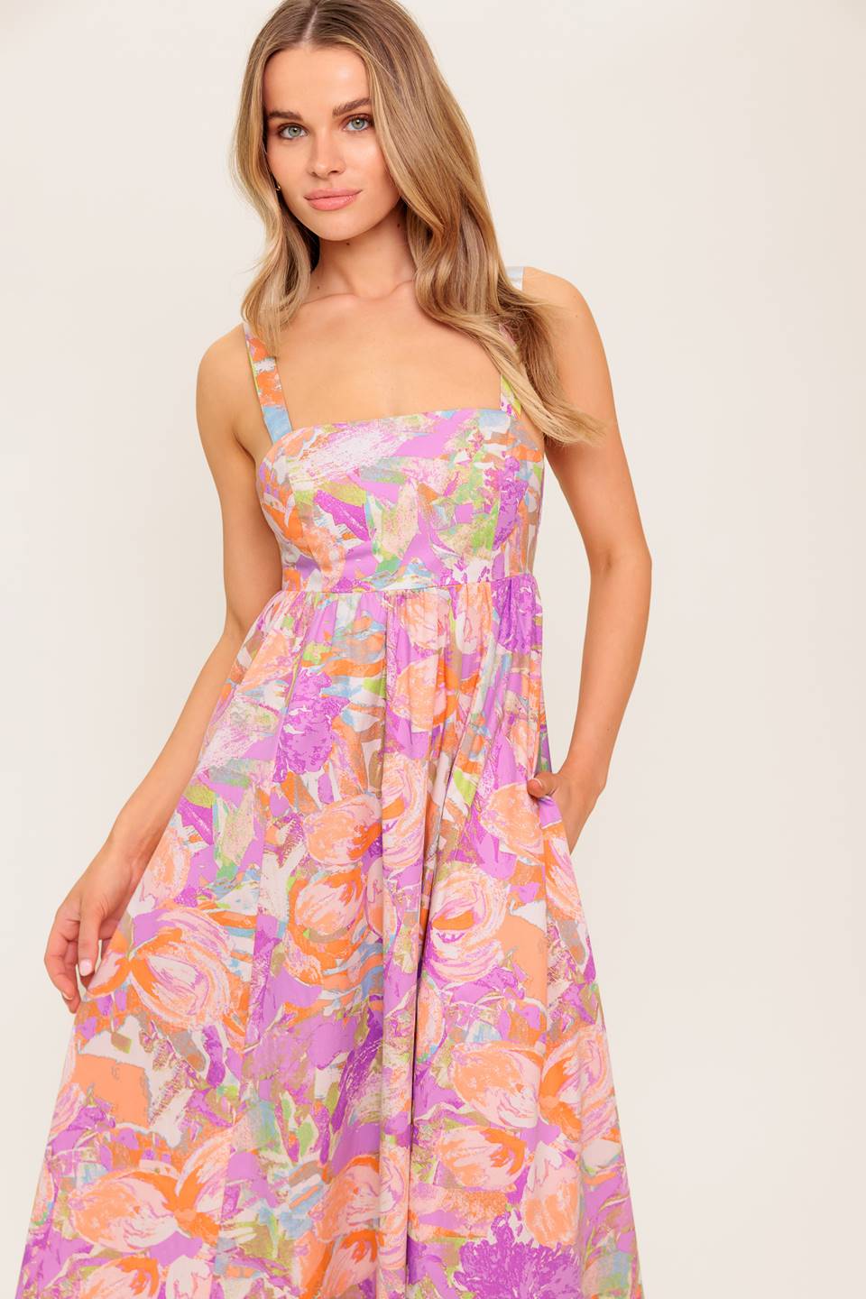 BREEZE SONG PINK WOVEN MIDI DRESS Flying Tomato