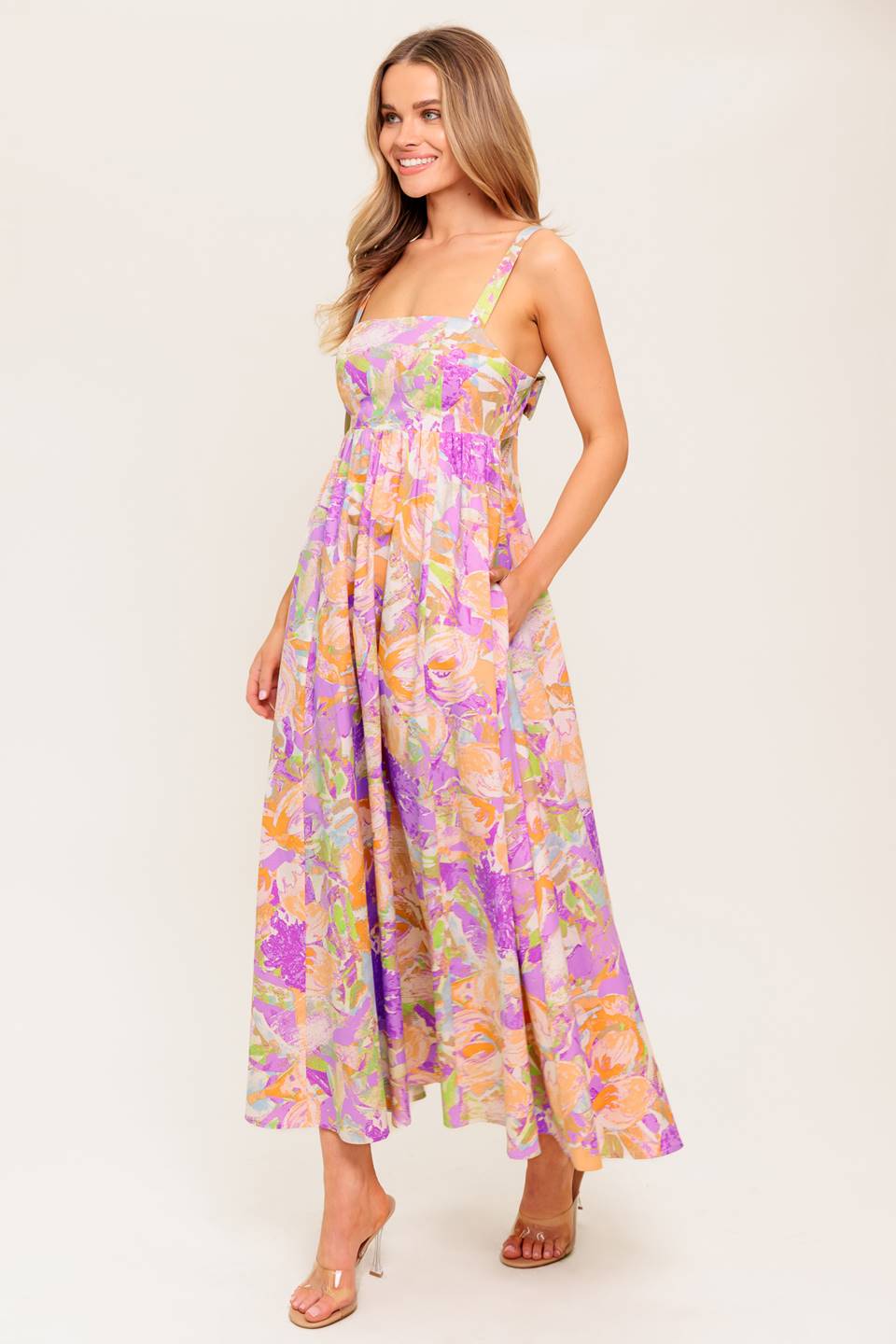 BREEZE SONG PINK WOVEN MIDI DRESS Flying Tomato