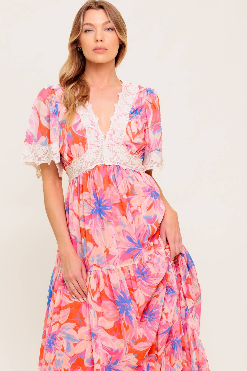 MINIMAL BLOOM WOVEN MAXI DRESS Flying Tomato