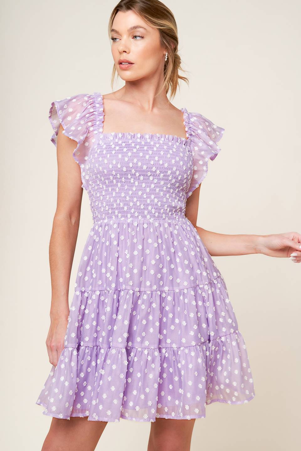 Playfully Posh Lavender Woven Mini Dress for Women