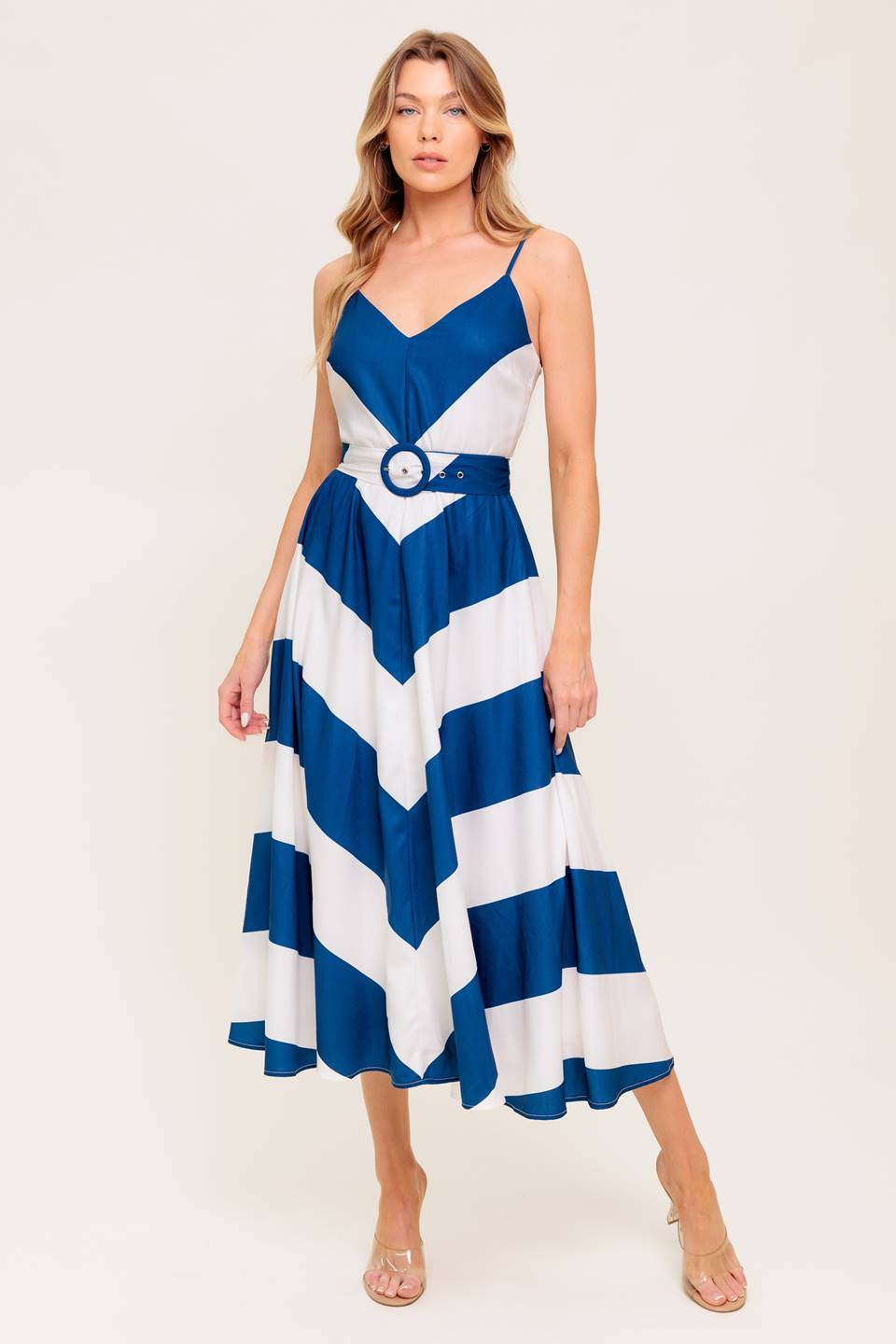 RADIANT HEART NAVY WOVEN MIDI DRESS Flying Tomato