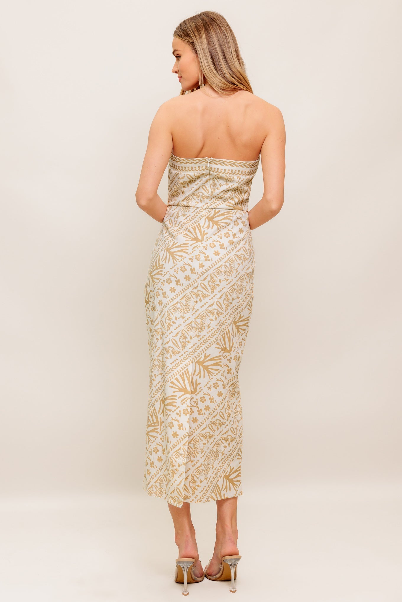 BOHO TROPIC DRAPE WOVEN MIDI DRESS Flying Tomato