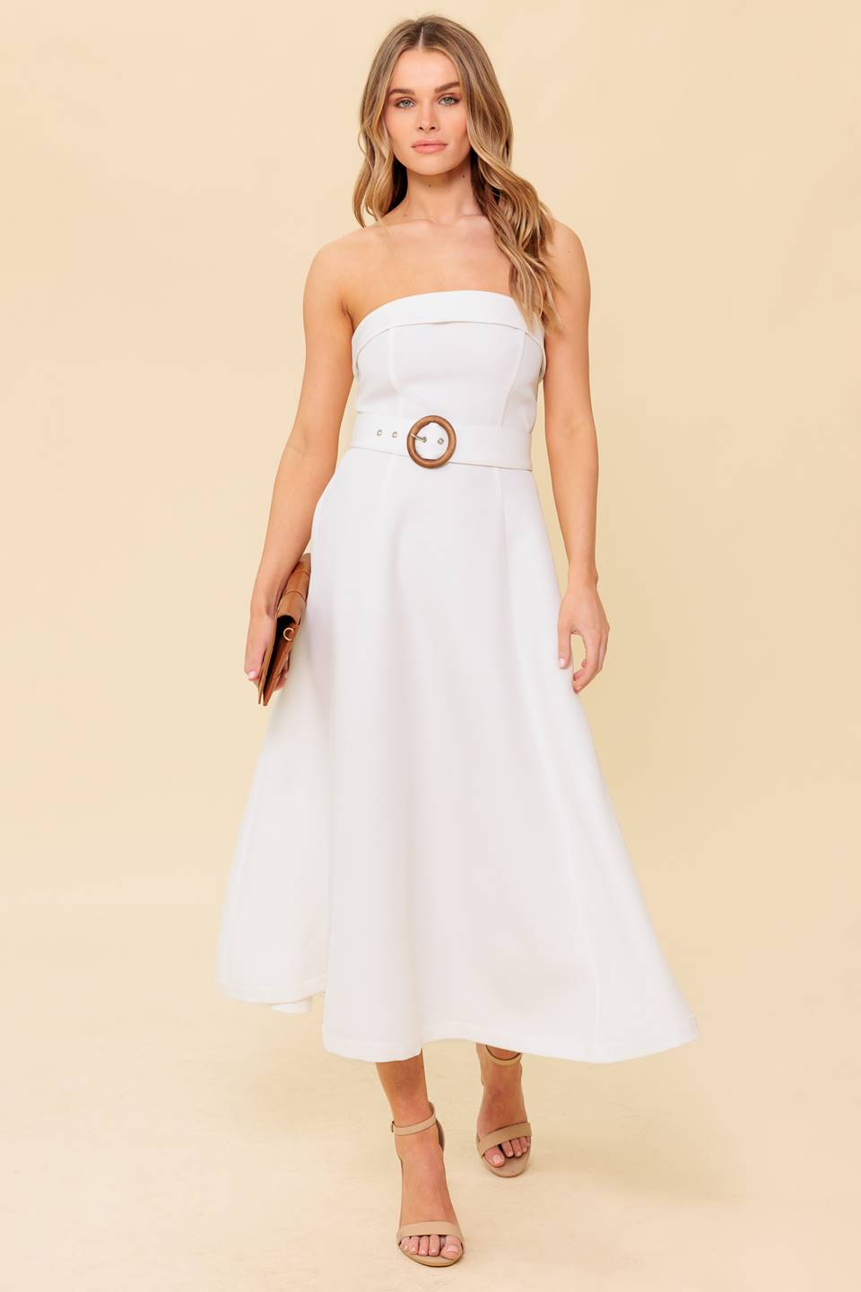 THE PICTURE OF PERFECTION WHITE WOVEN MIDI DRESS Flying Tomato