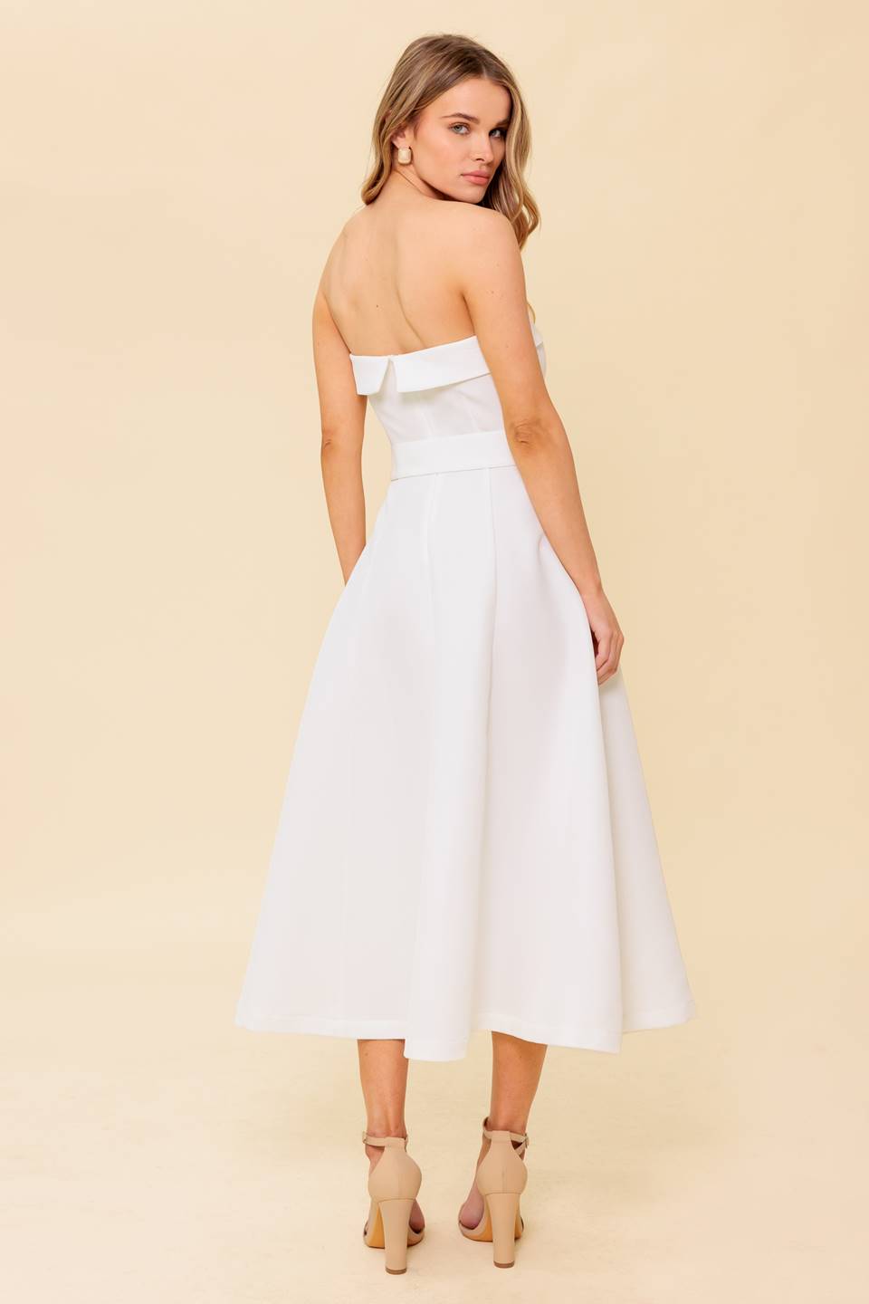 THE PICTURE OF PERFECTION WHITE WOVEN MIDI DRESS Flying Tomato