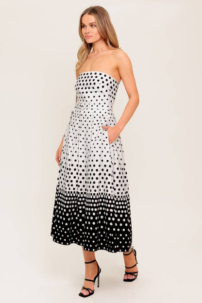 SUMMER FLIRT POLKADOT WOVEN MIDI DRESS