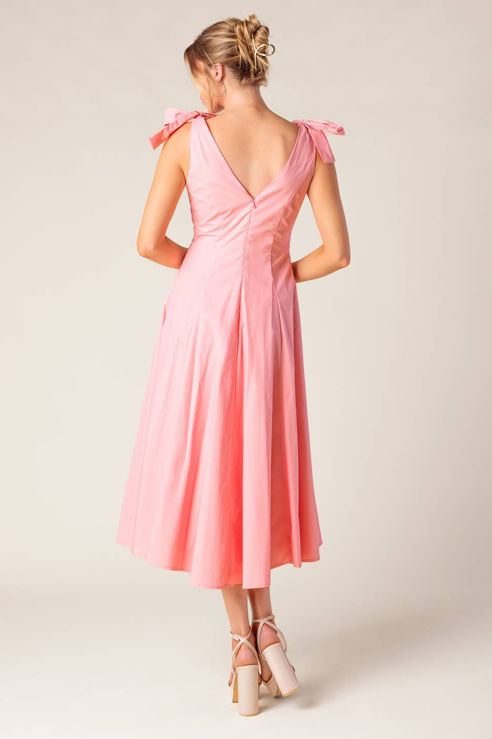 ON THE RIGHT TRACK PEACH WOVEN MIDI DRESS Flying Tomato