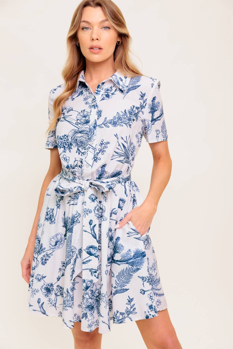 WILDFLOWER ROMANCE WOVEN MINI SHIRT DRESS Flying Tomato