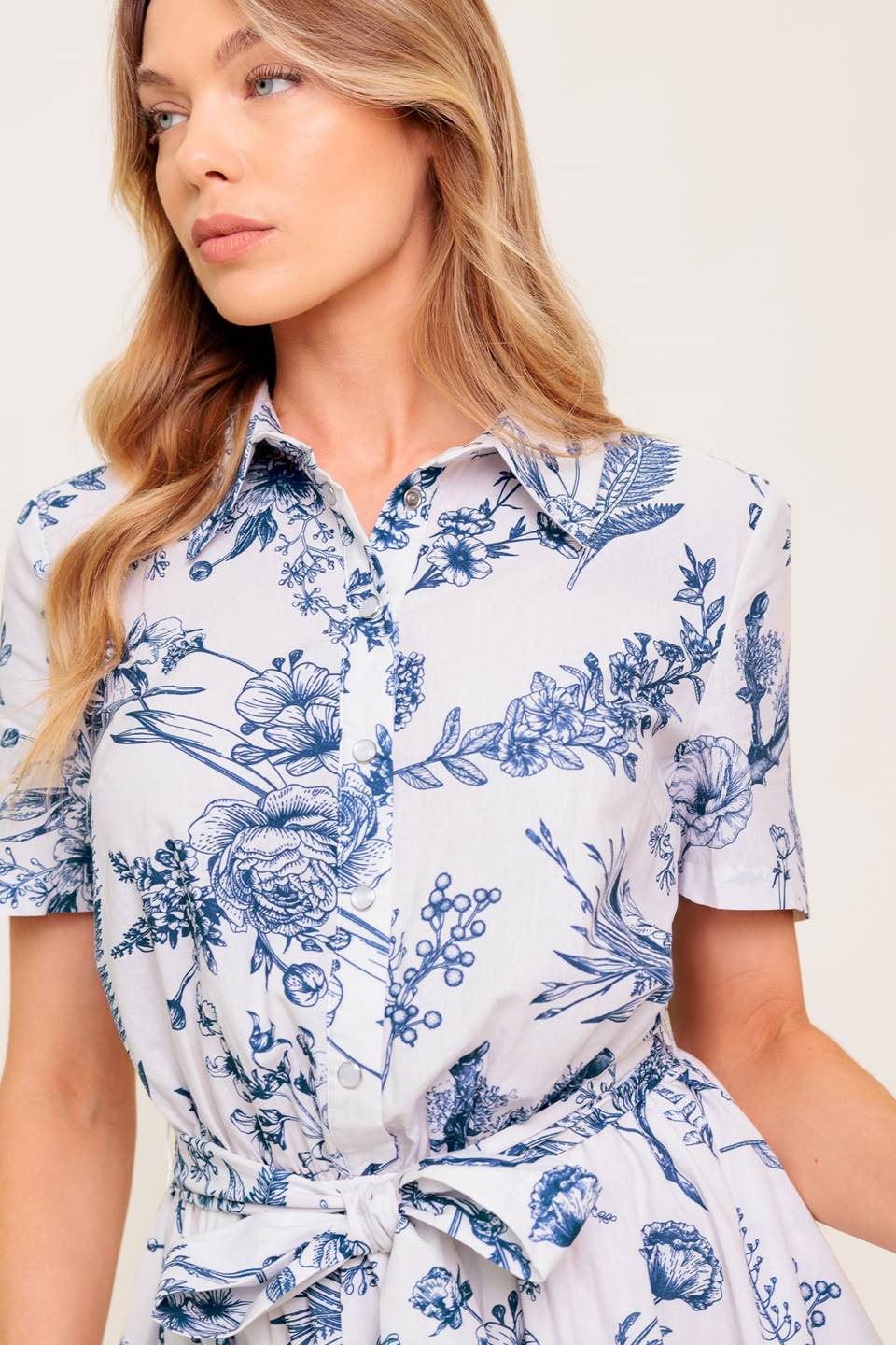 WILDFLOWER ROMANCE WOVEN MINI SHIRT DRESS Flying Tomato