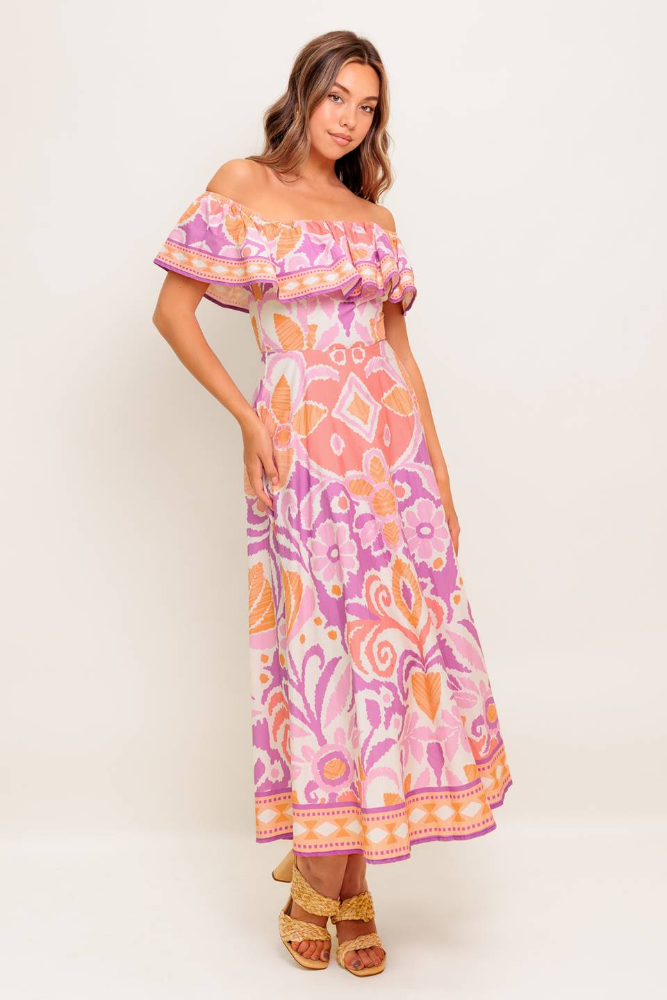 CABANA DREAM LAVENDER WOVEN MIDI DRESS Flying Tomato