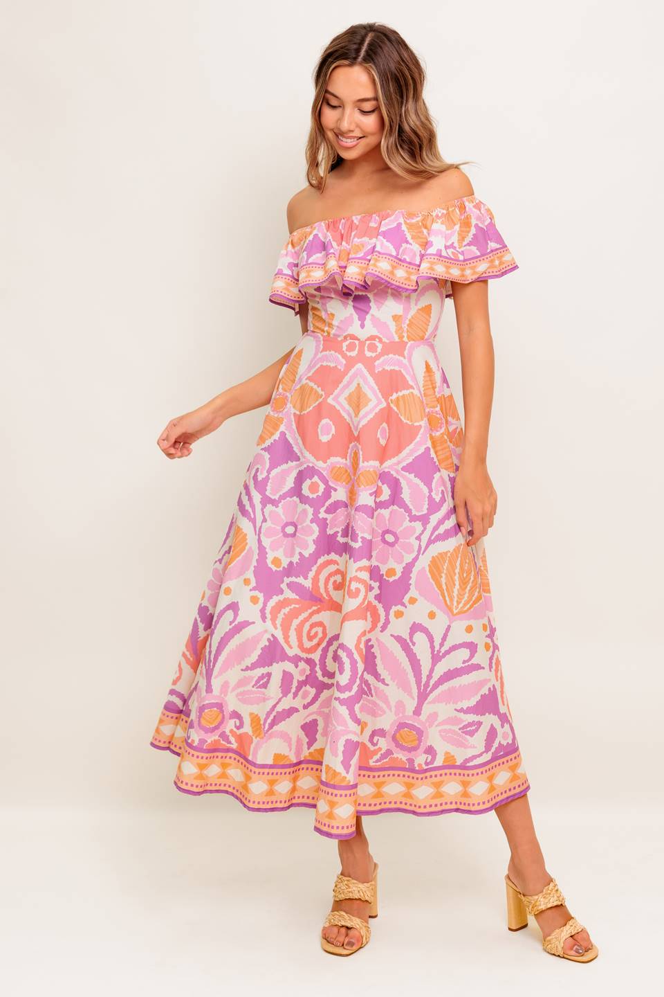 CABANA DREAM LAVENDER WOVEN MIDI DRESS Flying Tomato