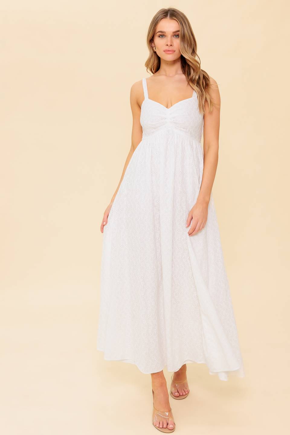 LOVE OF MINE IVORY EYELET MIDI DRESS Flying Tomato