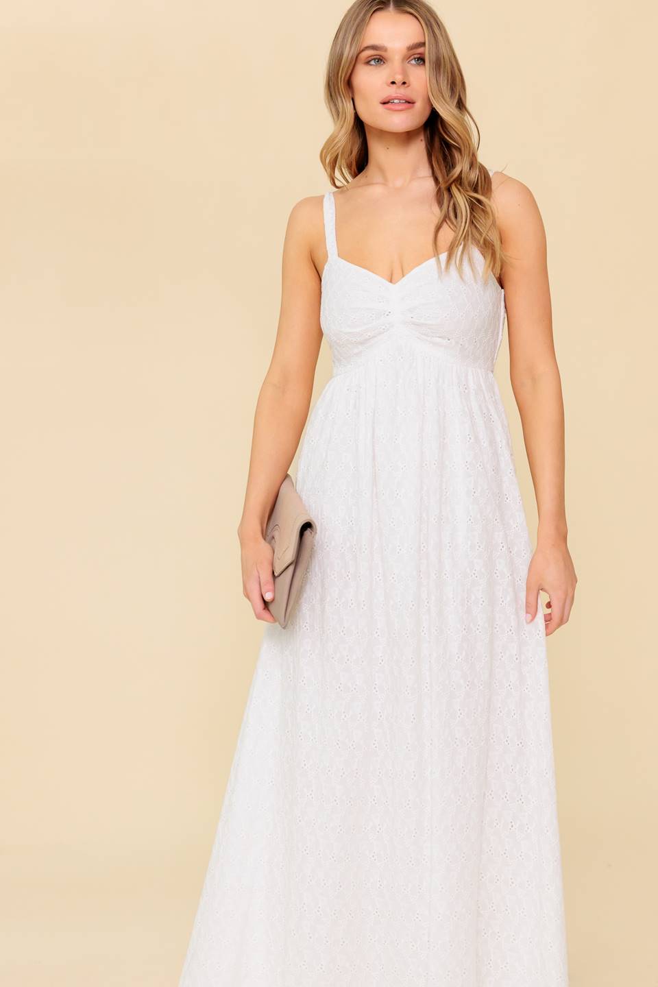 LOVE OF MINE IVORY EYELET MIDI DRESS Flying Tomato