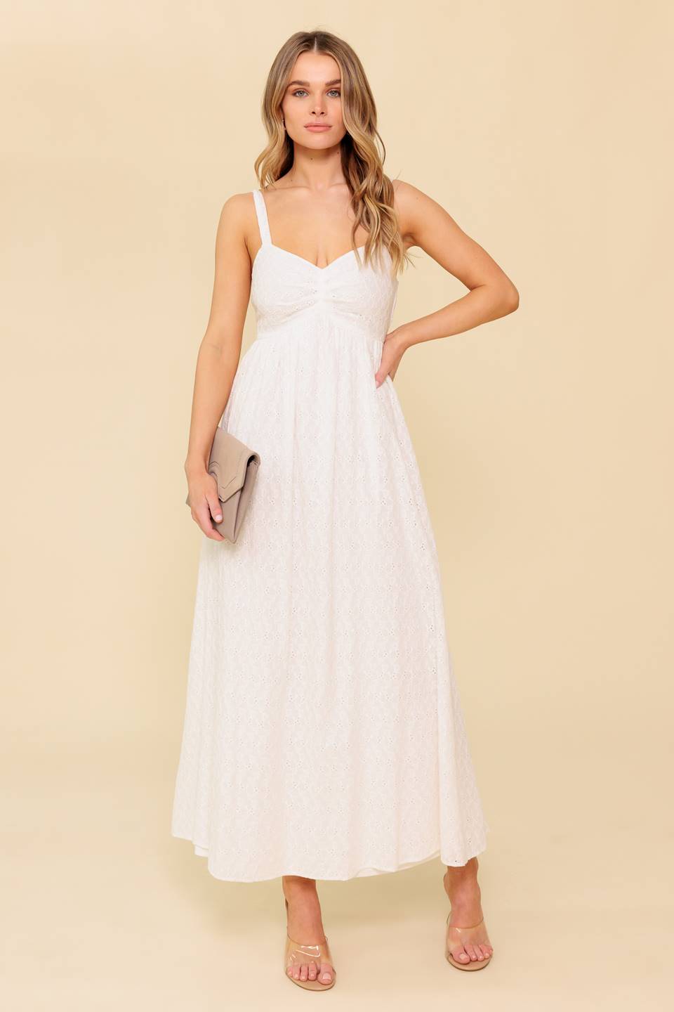 LOVE OF MINE IVORY EYELET MIDI DRESS Flying Tomato
