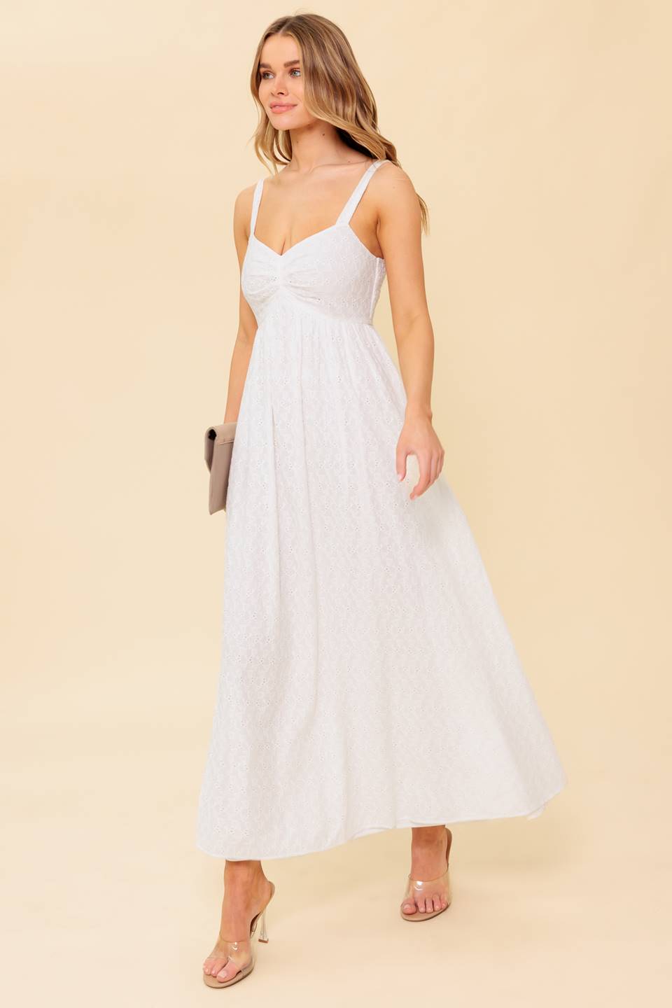 LOVE OF MINE IVORY EYELET MIDI DRESS Flying Tomato