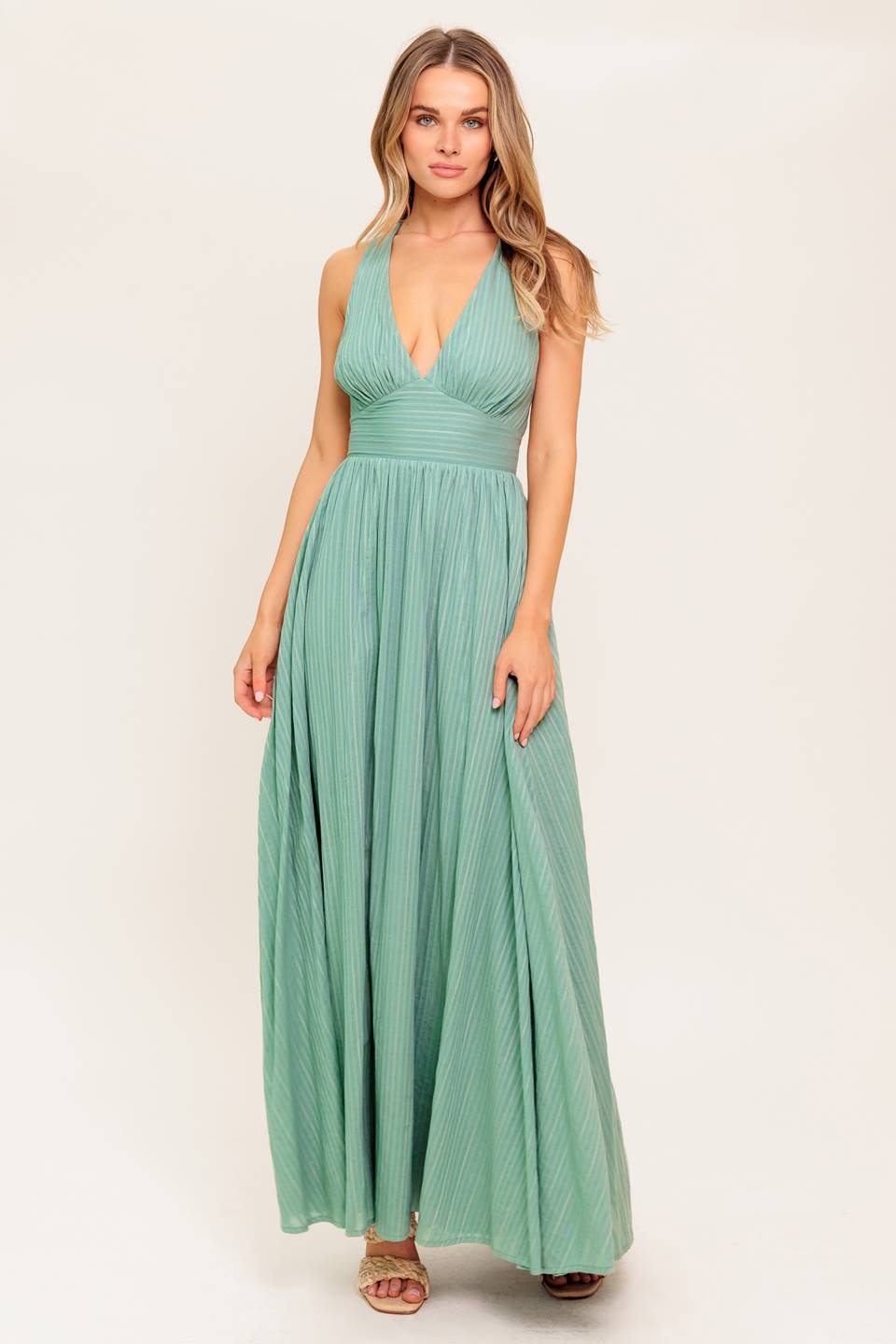 SUNSHINE ON MY MIND SAGE WOVEN MAXI DRESS Flying Tomato