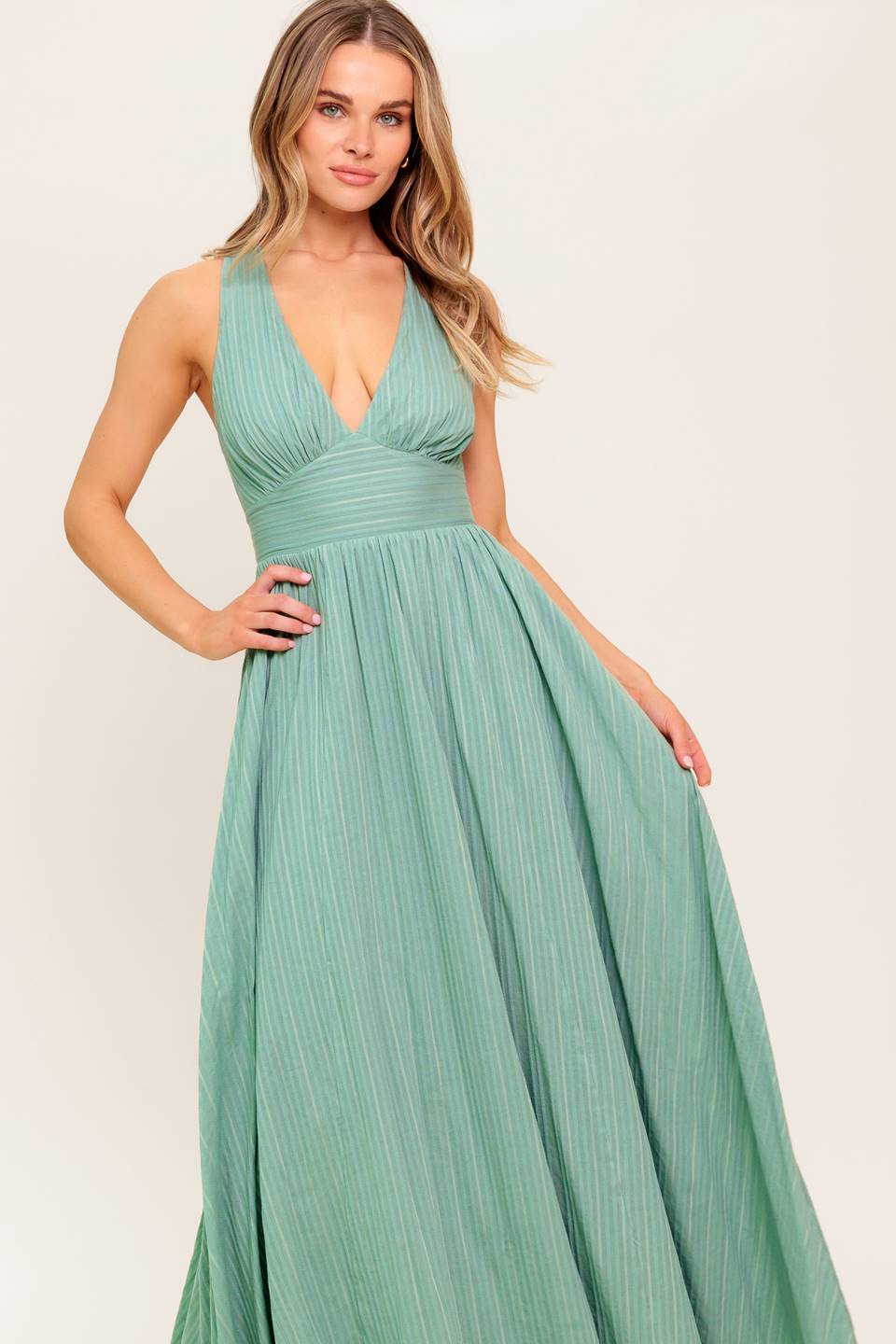 SUNSHINE ON MY MIND SAGE WOVEN MAXI DRESS Flying Tomato