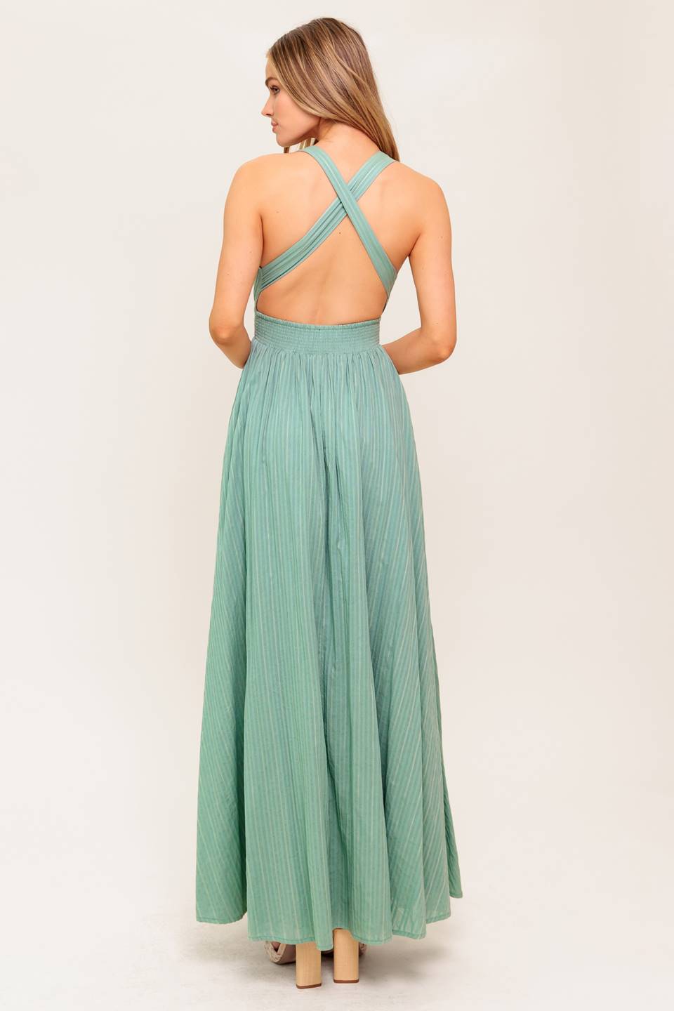 SUNSHINE ON MY MIND SAGE WOVEN MAXI DRESS Flying Tomato