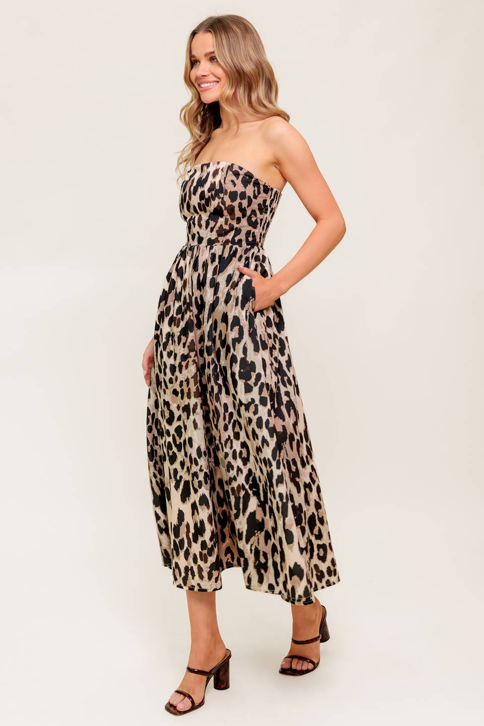 FLUTTER GLOW BALLET WOVEN MIDI DRESS Flying Tomato