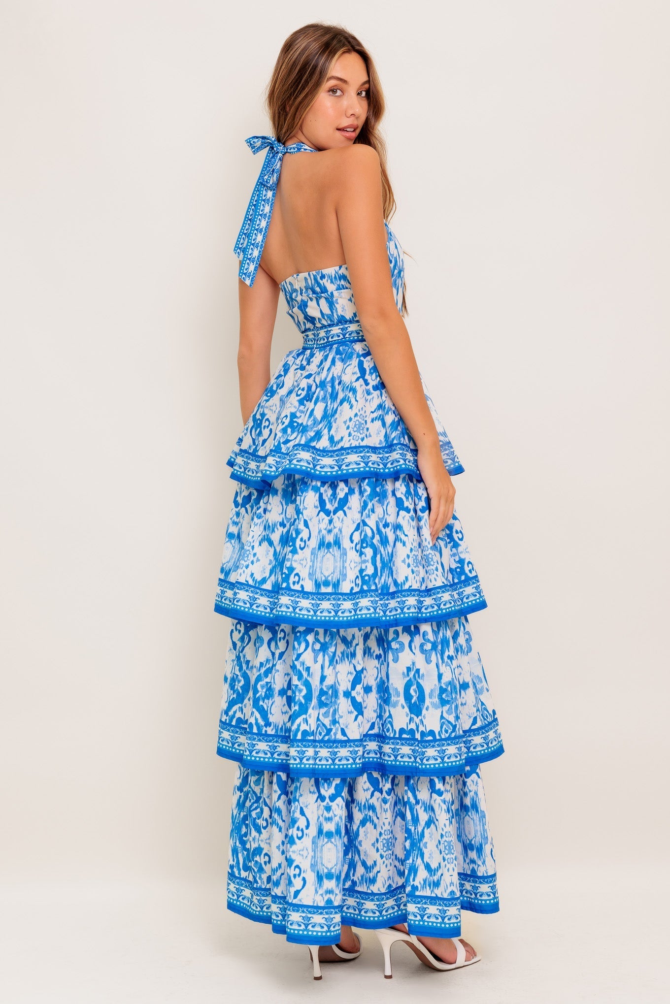 BLUSHING BLOSSOM BLUE WOVEN MAXI DRESS Flying Tomato