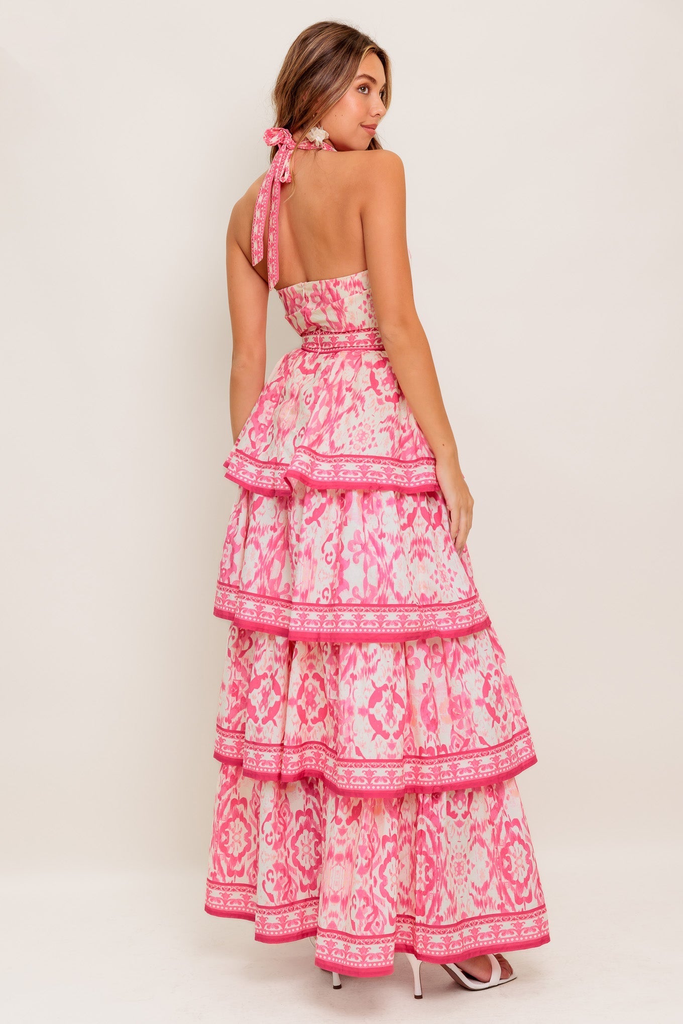BLUSHING BLOSSOM FUCHSIA WOVEN MAXI DRESS Flying Tomato