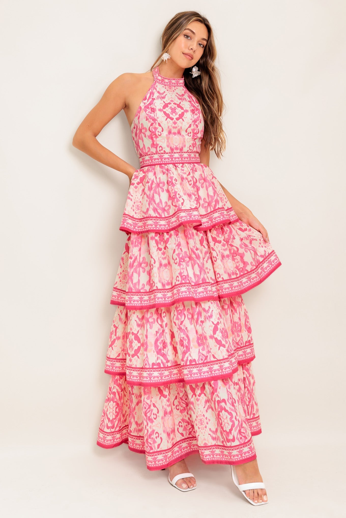 BLUSHING BLOSSOM FUCHSIA WOVEN MAXI DRESS Flying Tomato