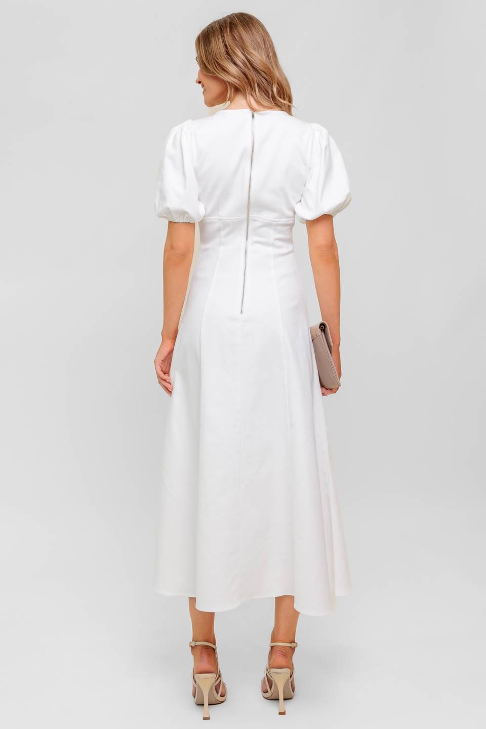 SECRET VINE GLOW WOVEN TWILL MIDI DRESS Flying Tomato