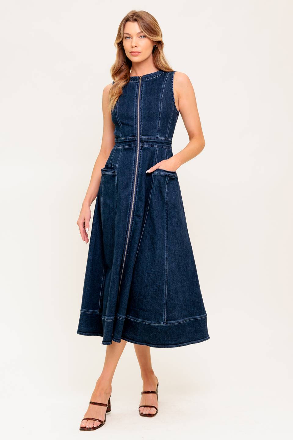 RAW BEAUTY DENIM MIDI DRESS Flying Tomato