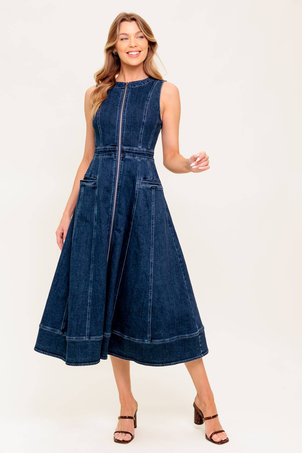 RAW BEAUTY DENIM MIDI DRESS Flying Tomato