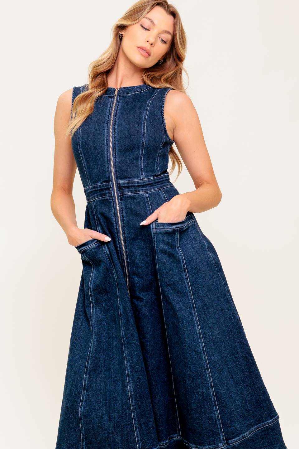 RAW BEAUTY DENIM MIDI DRESS Flying Tomato