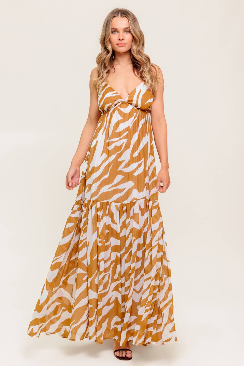 DEW KISS ALMOND WOVEN MAXI DRESS Flying Tomato