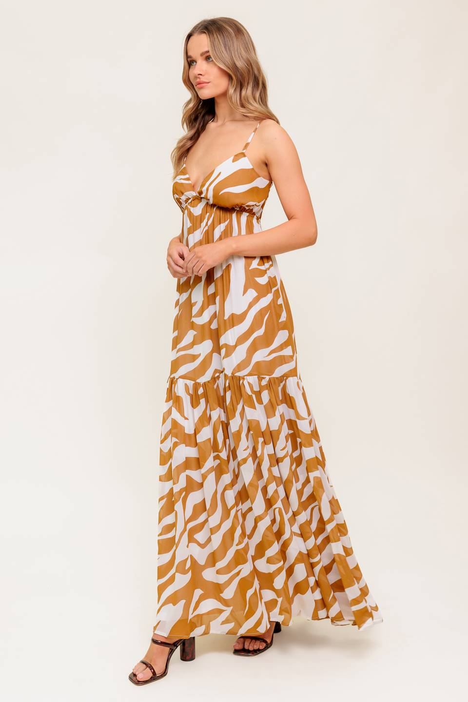 DEW KISS ALMOND WOVEN MAXI DRESS Flying Tomato
