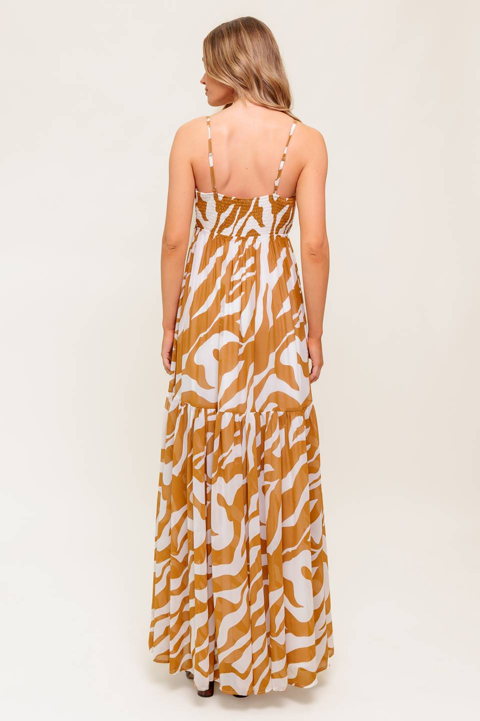 DEW KISS ALMOND WOVEN MAXI DRESS Flying Tomato