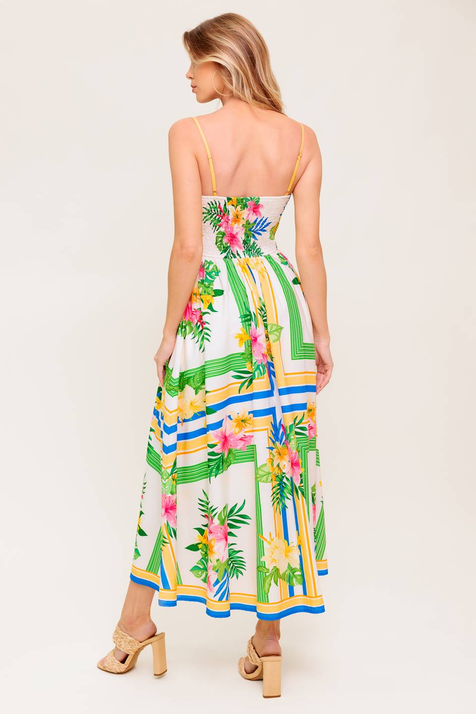 FLORAL HARMONY WOVEN MIDI DRESS Flying Tomato