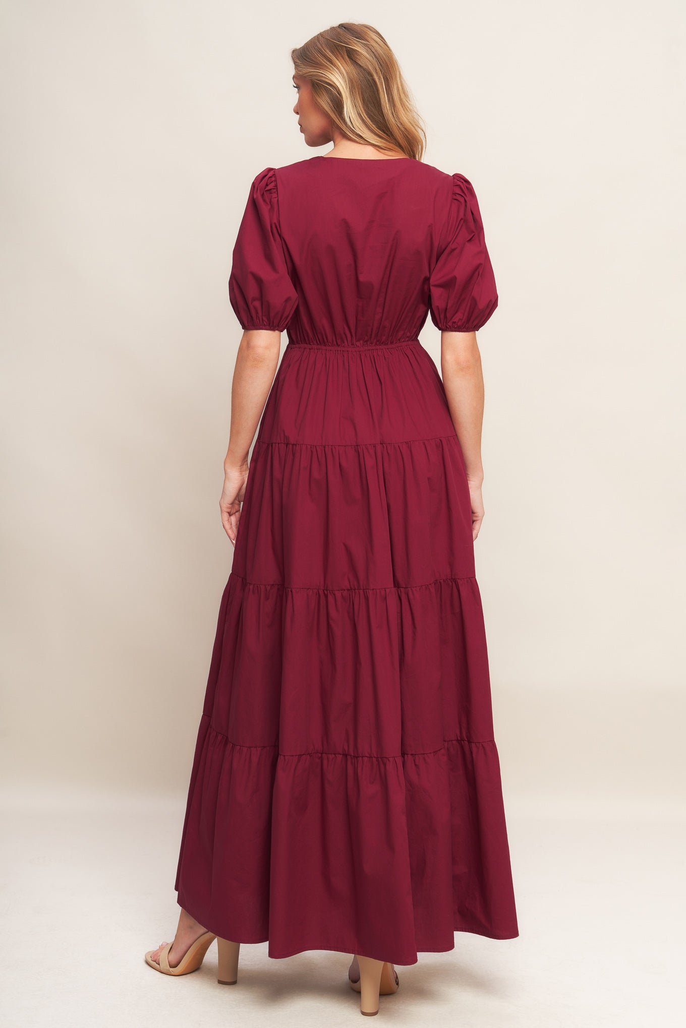 SUMMER GLOW BURGUNDY WOVEN MAXI DRESS Flying Tomato