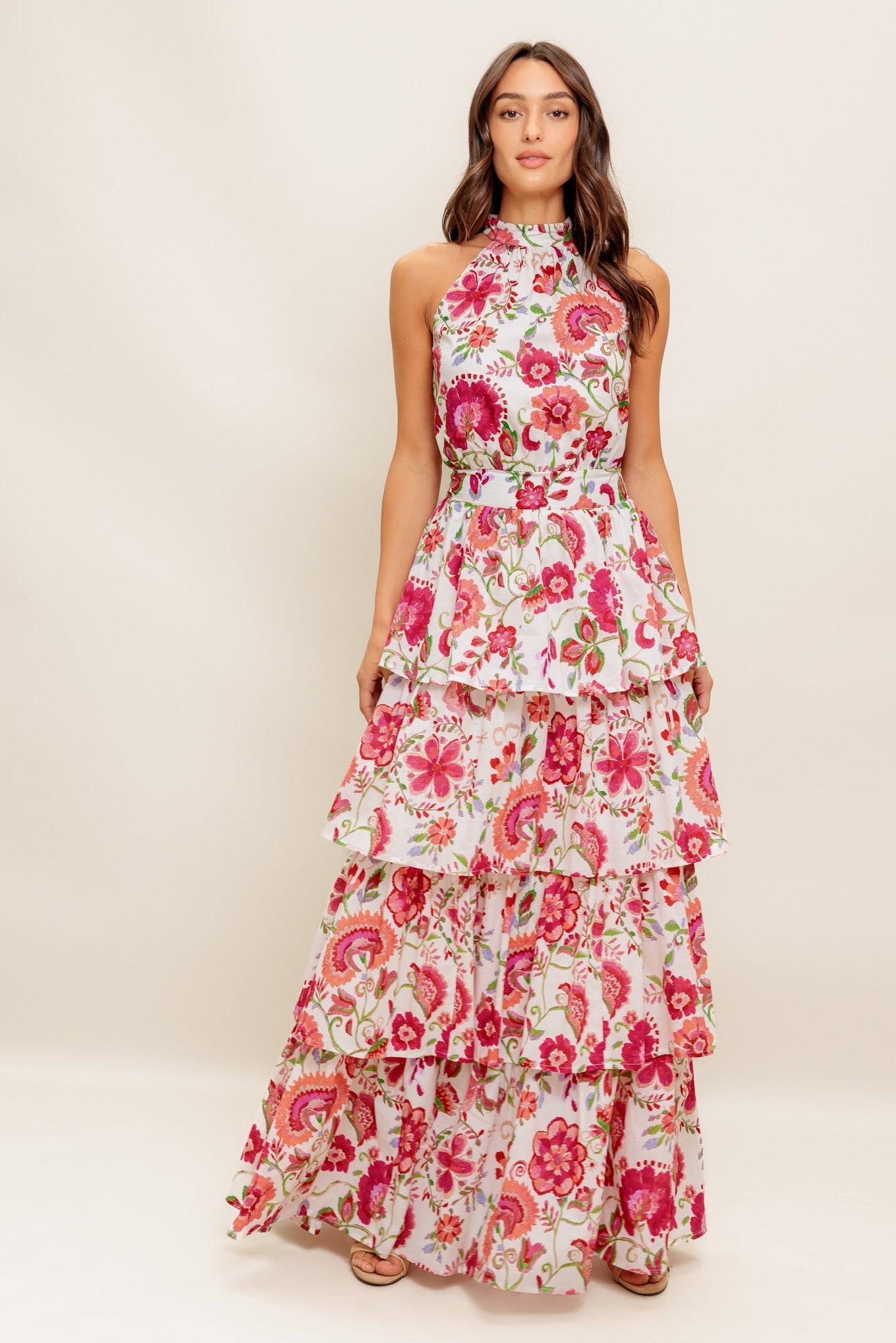 FLORAL RHAPSODY WOVEN MAXI DRESS Flying Tomato
