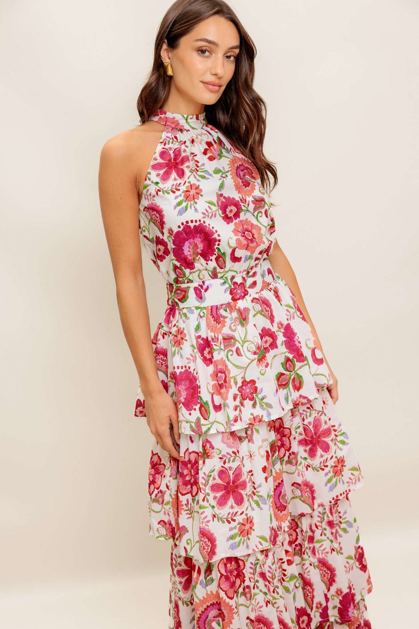 FLORAL RHAPSODY WOVEN MAXI DRESS Flying Tomato