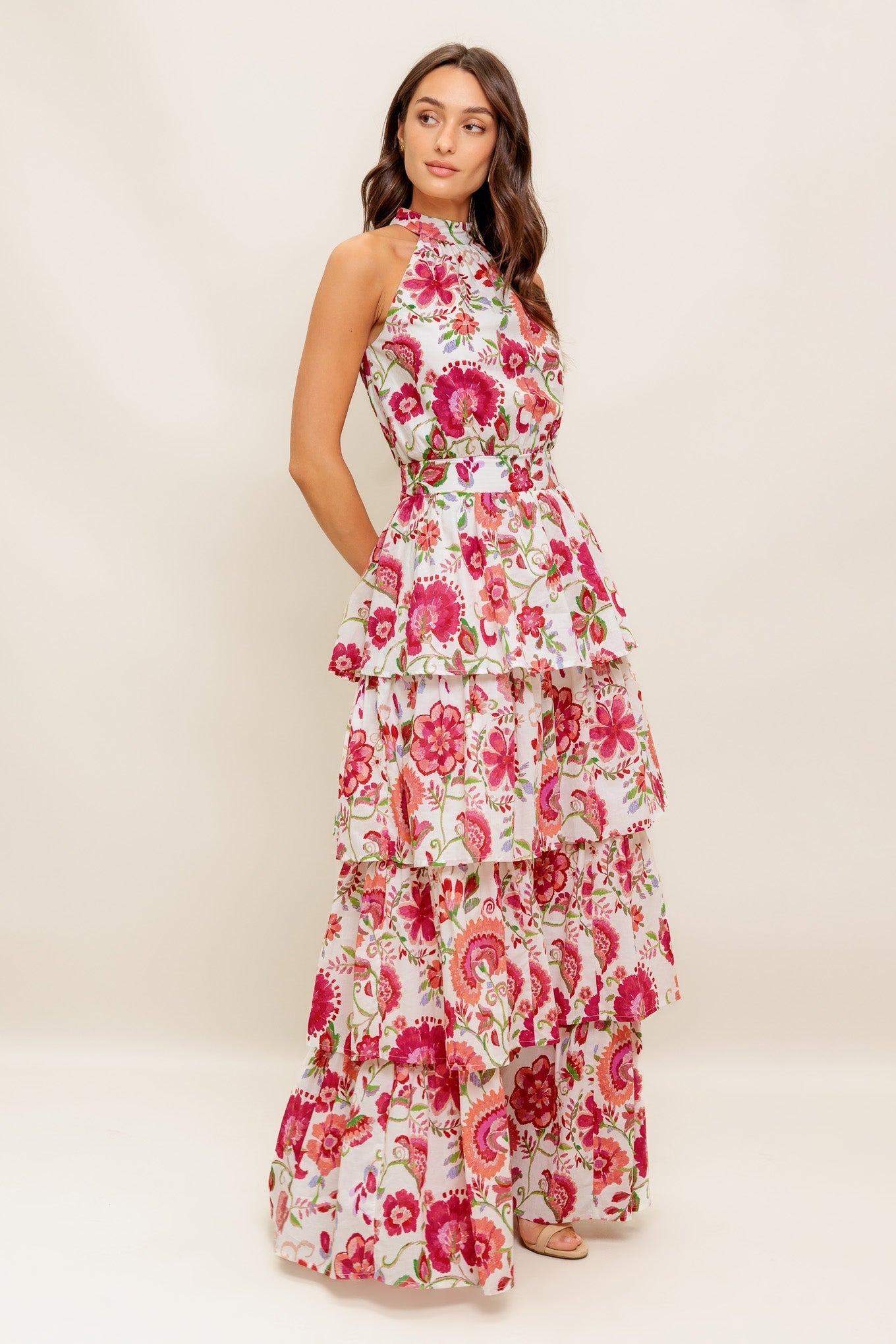 FLORAL RHAPSODY WOVEN MAXI DRESS Flying Tomato