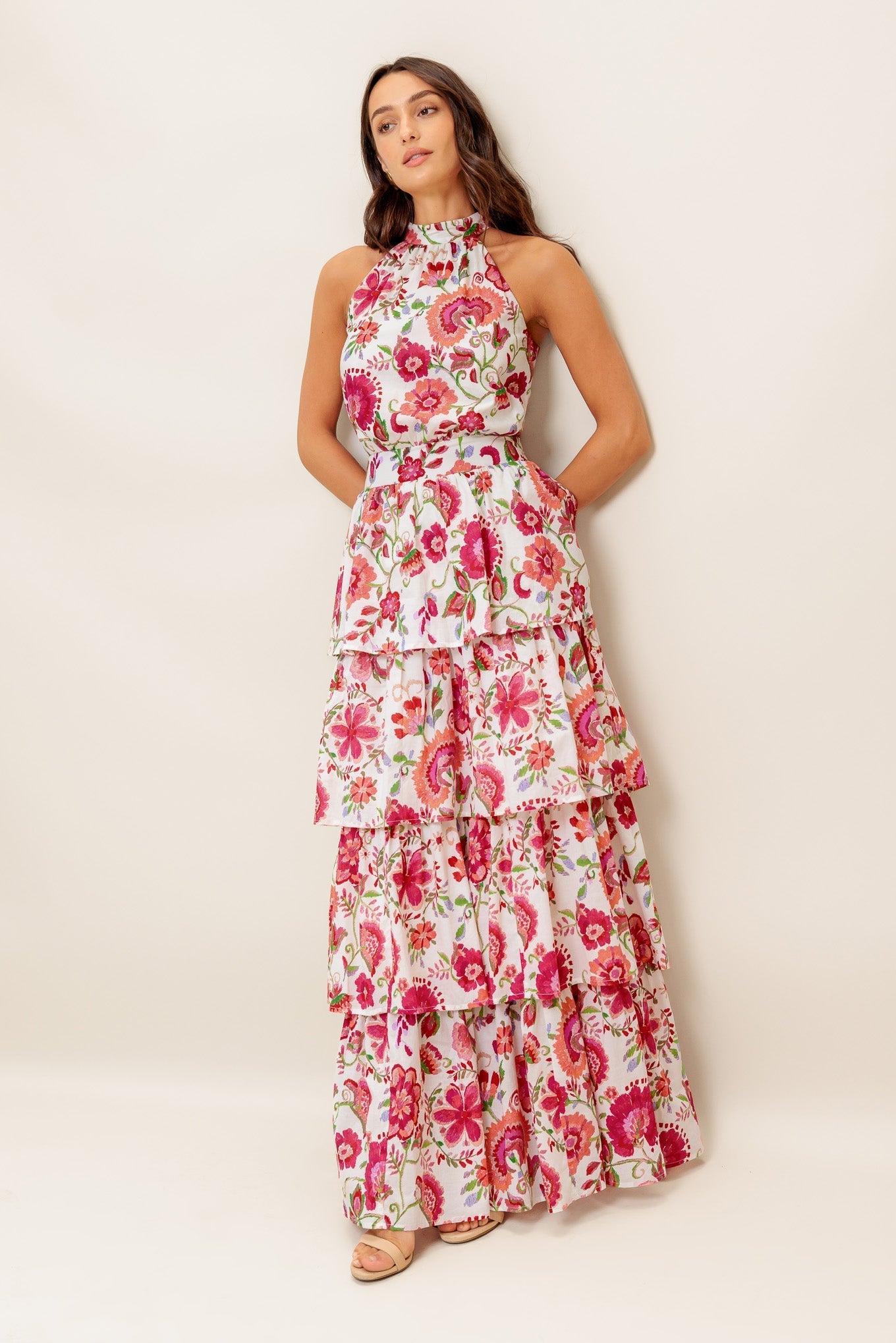 FLORAL RHAPSODY WOVEN MAXI DRESS Flying Tomato