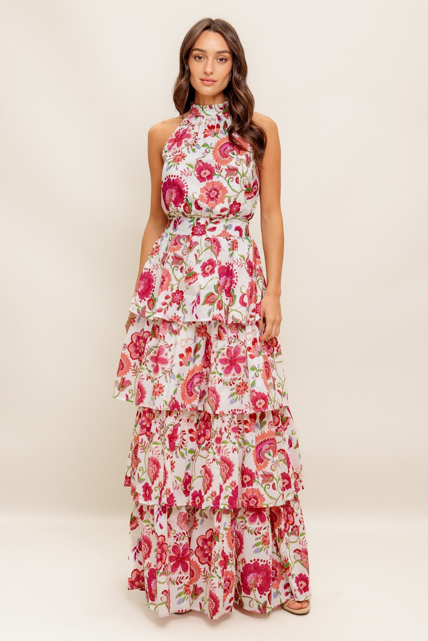 FLORAL RHAPSODY WOVEN MAXI DRESS Flying Tomato