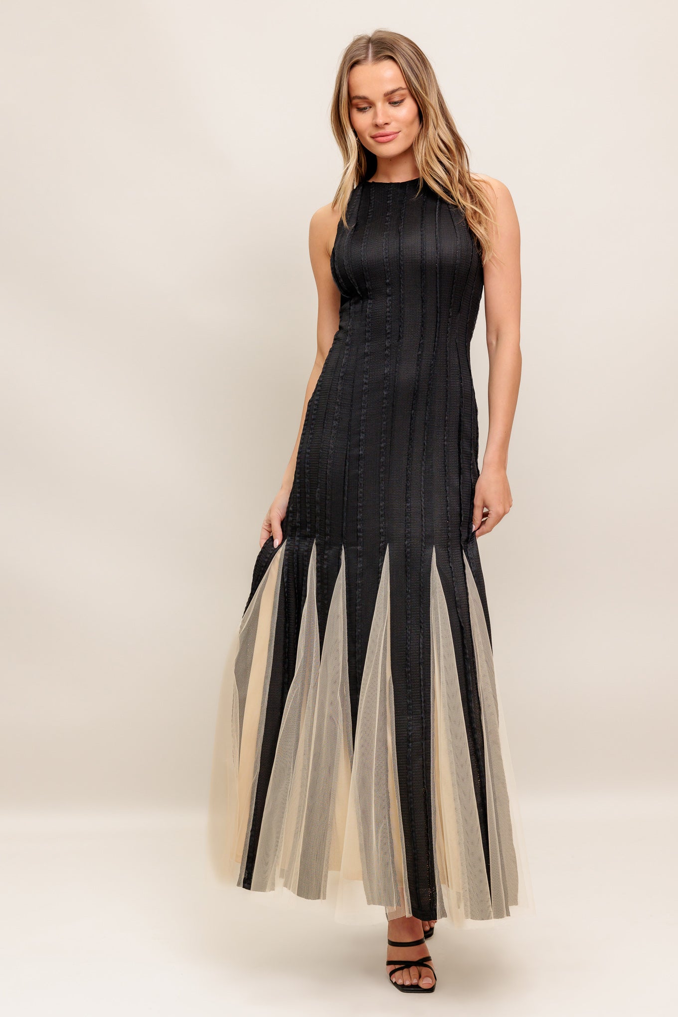 NOIR TULLE BLACK KNIT MAXI DRESS Flying Tomato