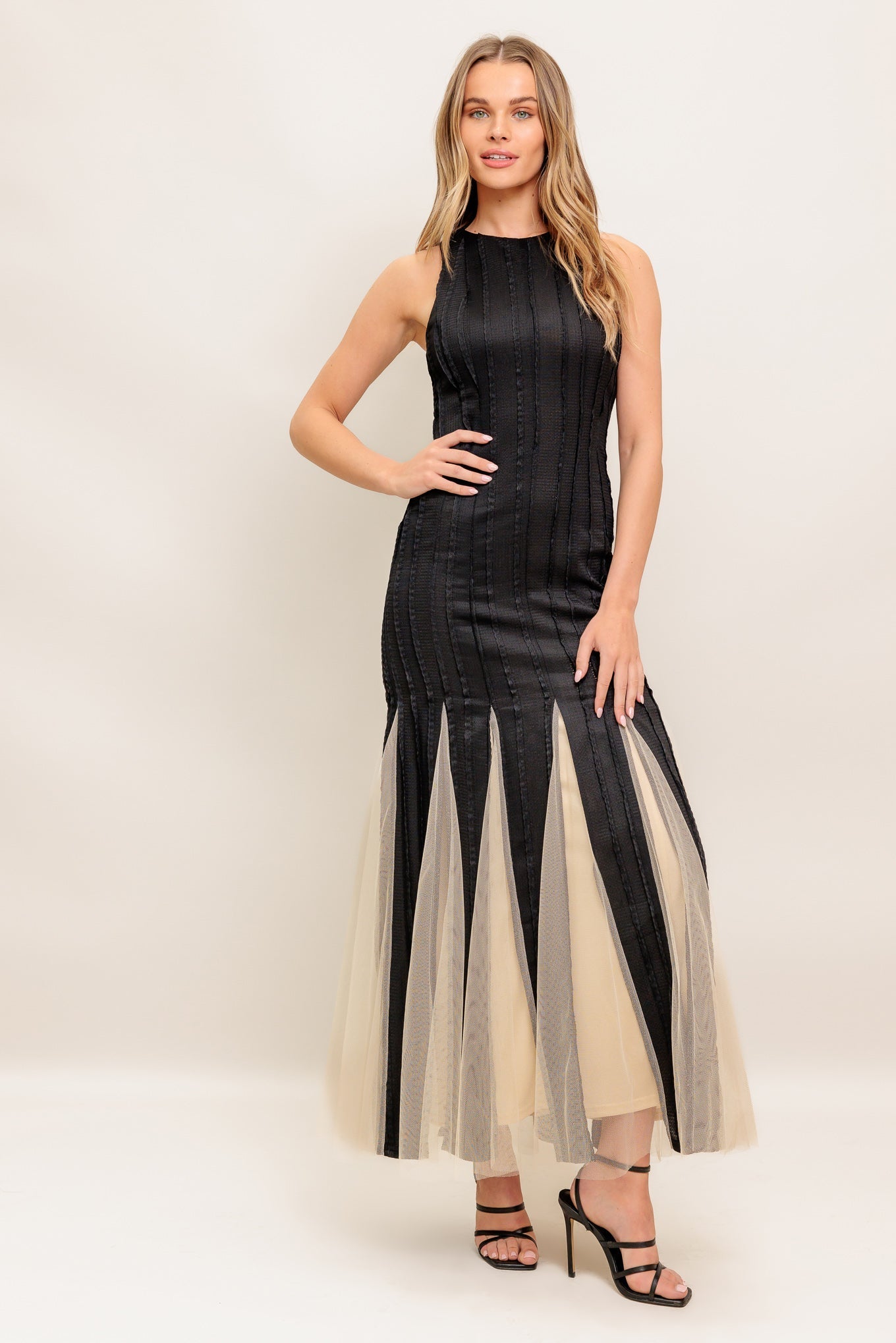 NOIR TULLE BLACK KNIT MAXI DRESS Flying Tomato