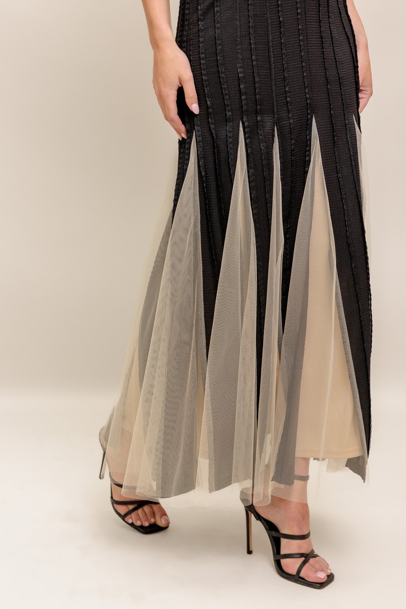 NOIR TULLE BLACK KNIT MAXI DRESS Flying Tomato